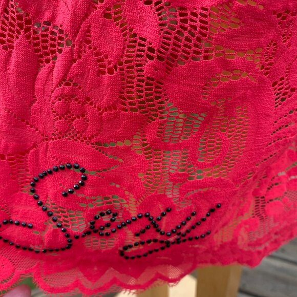 Victoria's Secret Very Sexy Red Lace Babydoll Lingerie L Strappy Romantic Floral - Picture 5 of 13